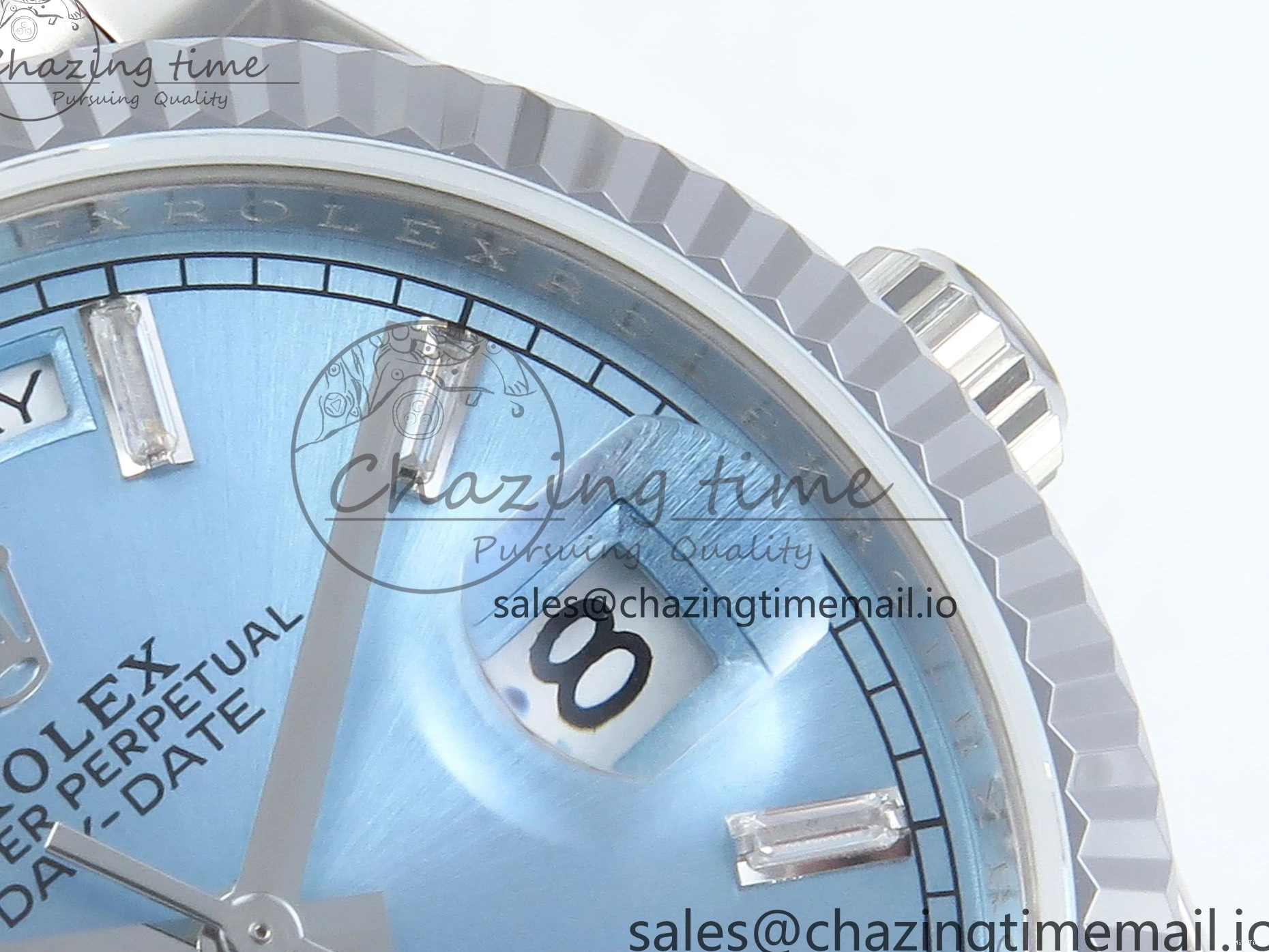 MiroTime 0404 Day Date 36 YG 128236 KF 1:1 Best Edition Ice Blue Crystal Dial on President Bracelet A2836 (Gain Weight) Modern 500